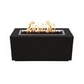 The Outdoor Plus 84 Rectangular Pismo Fire Pit, Powder Coated Metal, Black, Low Voltage Electronic Ignition, Natural Gas OPT-R8424PCRE12V-BLK-NG